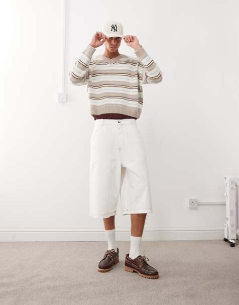 COLLUSION low rise baggy jorts in ecru - view 1
