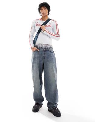 COLLUSION low rise balloon baggy jeans in dirty wash | ASOS