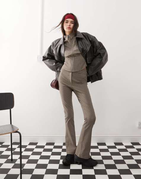COLLUSION low rise check trouser co-ord in multi - view 1