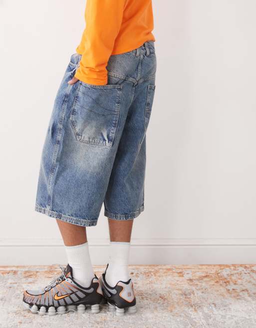 COLLUSION low rise denim jort in smokey wash, 4 of 5