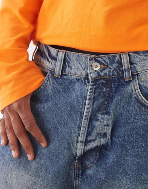 COLLUSION low rise denim jorts in smoky wash, 5 of 5