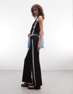 Collusion Low Rise Flared Track Pants In Black