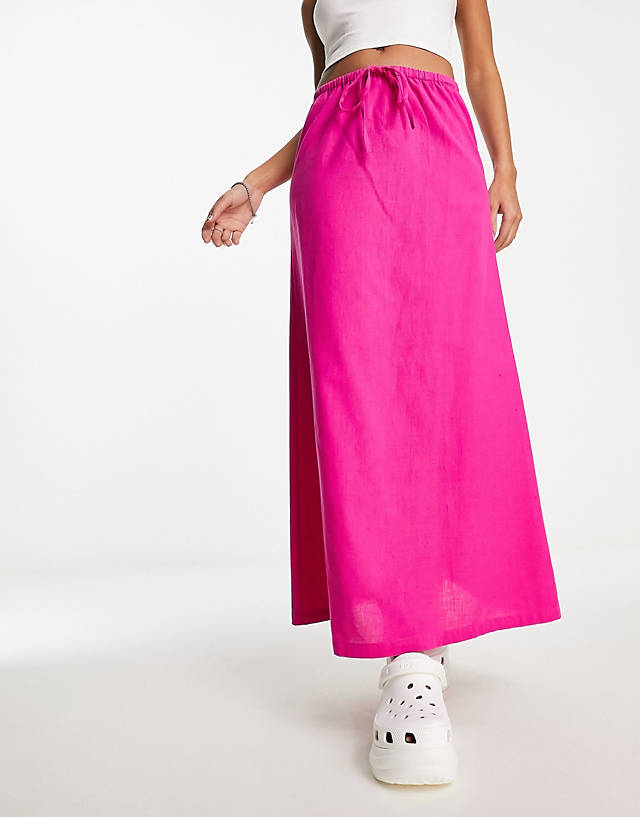 Collusion - low rise linen beach skirt in pink