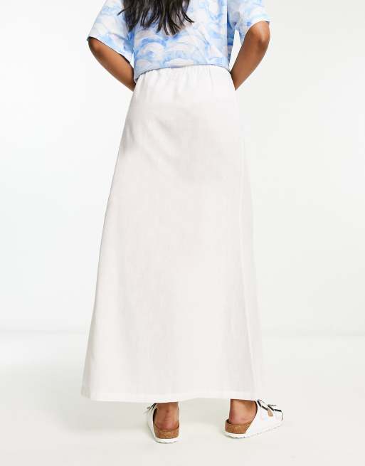 Linen white shop high low skirt