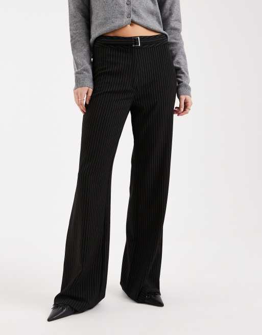 COLLUSION low rise pants in black pinstripe, 2 of 5