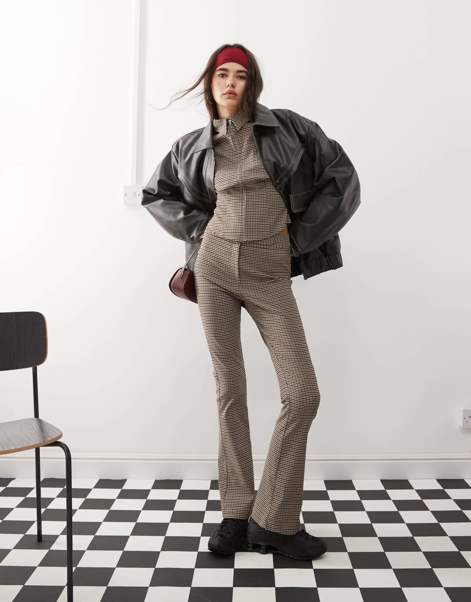 collusion low rise plaid pants in multi - part of a set