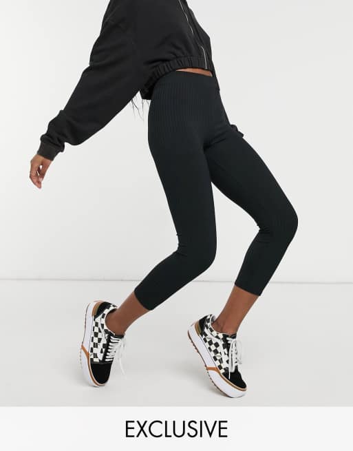 ASOS DESIGN capri leggings with bow detail in black