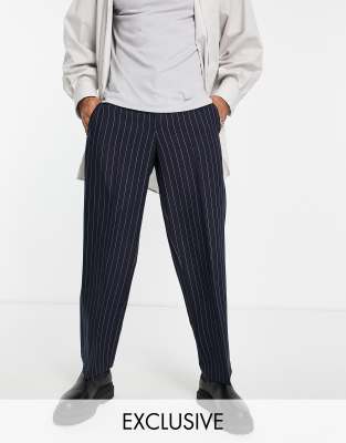 navy pinstripe pants