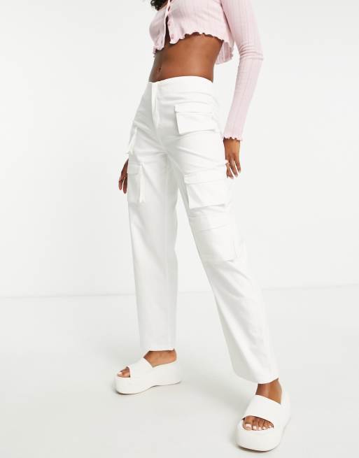 Womens White Cargo Pants