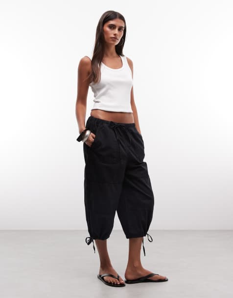COLLUSION low rise utility capri pants in black - view 1