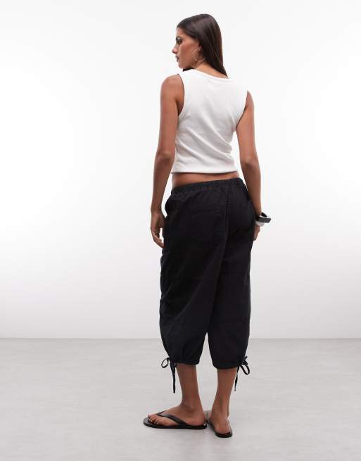 COLLUSION low rise utility capri pants in black, 5 of 5