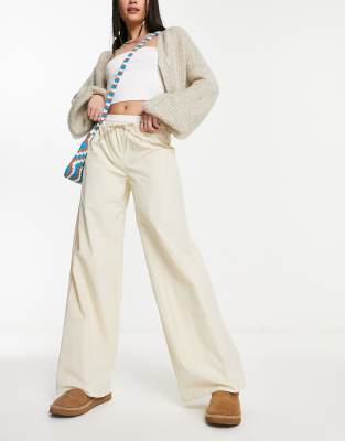 COLLUSION camo print low rise linen beach pants in multi