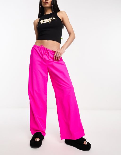 Hot Pink Satin Wide Leg Pant, Pants