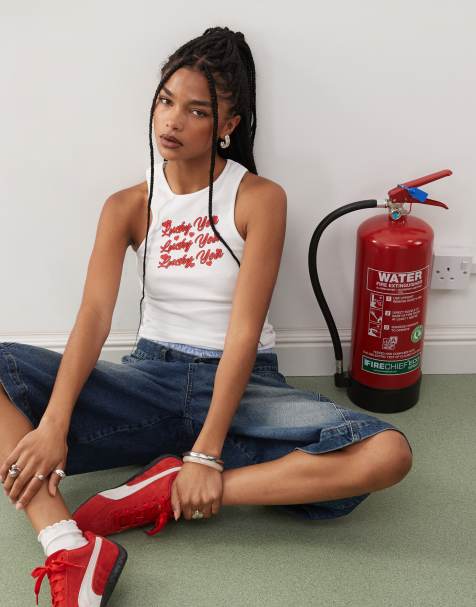 COLLUSION lucky you graphic tank top in white - view 1
