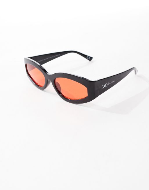 COLLUSION Lunettes de soleil a monture noire et verres rouges ASOS