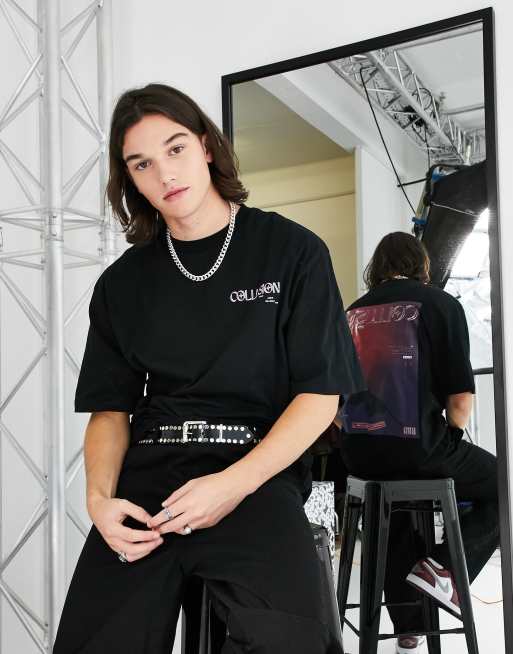COLLUSION Magazine front print t-shirt in black | ASOS