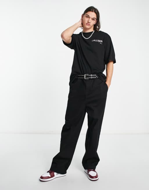 COLLUSION Magazine front print t-shirt in black | ASOS