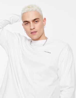 Maglietta a maniche lunghe oversize bianca con logo-Bianco - Collusion T-shirt donna  - immagine3