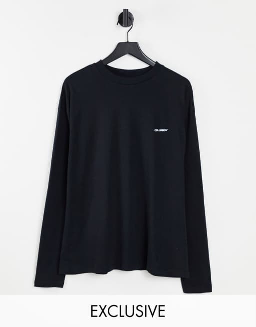 COLLUSION - Maglietta a maniche lunghe oversize nera con logo