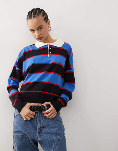 COLLUSION - Maglione a righe con colletto a polo stile rugby - view 1