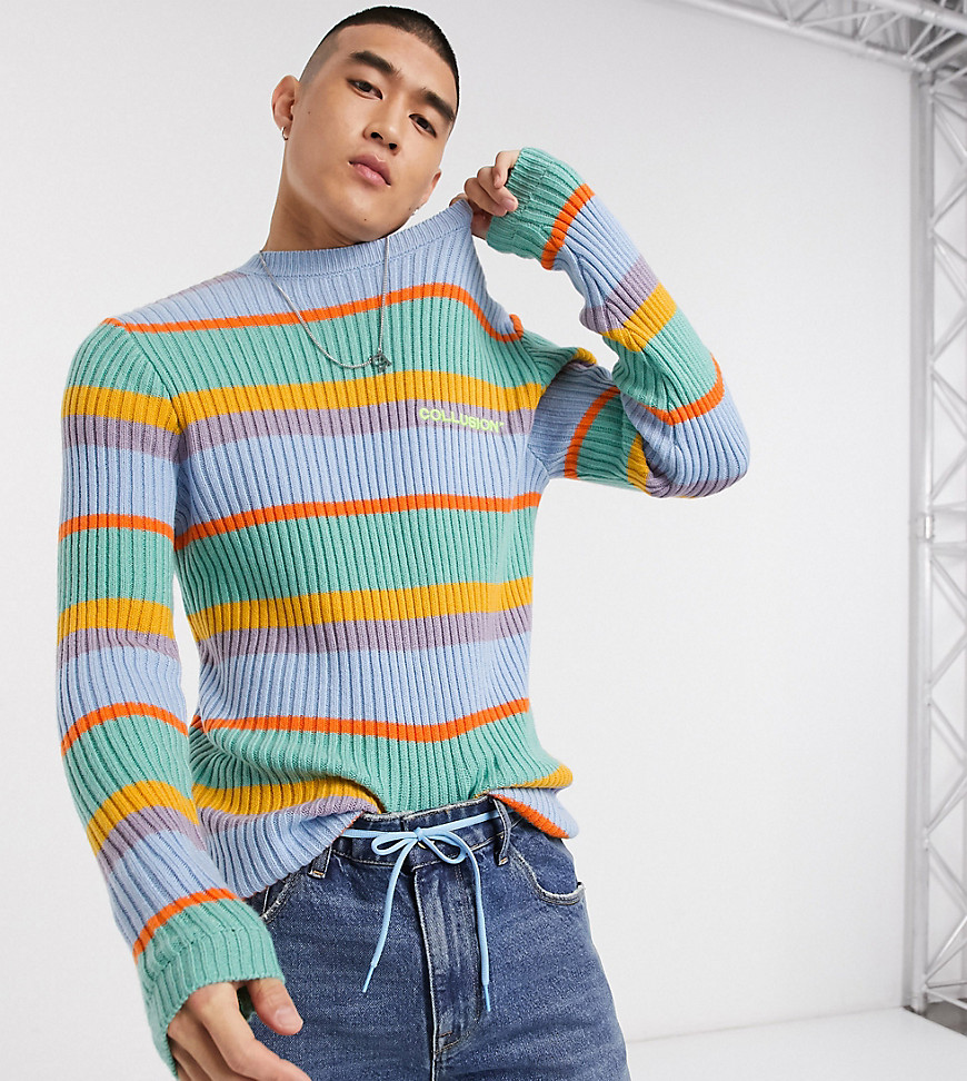 Collusion - maglione a righe con ricamo-multicolore