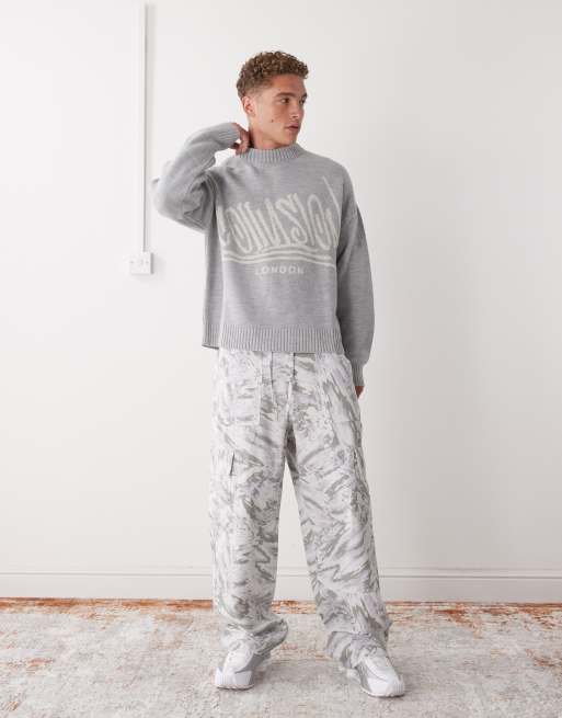 COLLUSION - Maglione felpato squadrato con grafica, 2 di 5