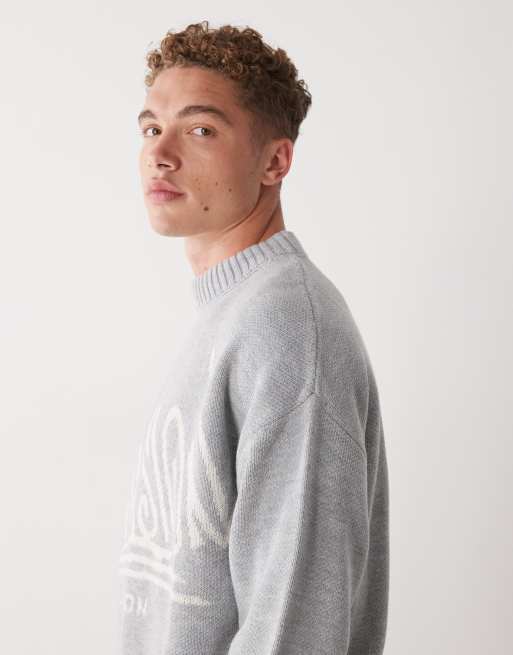 COLLUSION - Maglione felpato squadrato con grafica, 4 di 5