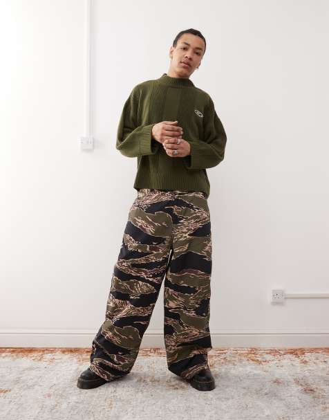 Collusion - Maglione in maglia a righe kaki - view 1