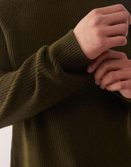 COLLUSION - Maglione lavorato squadrato kaki, 5 di 5