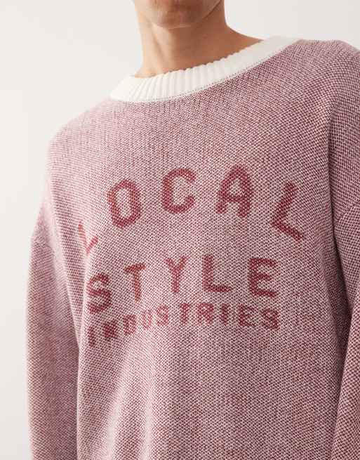 COLLUSION - Maglione squadrato rosso e bianco a contrasto, 5 di 5