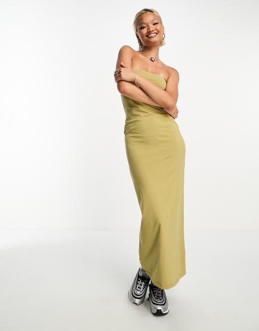 COLLUSION - Maxi bandeau-jurk in olijfgroen, 3 van 4