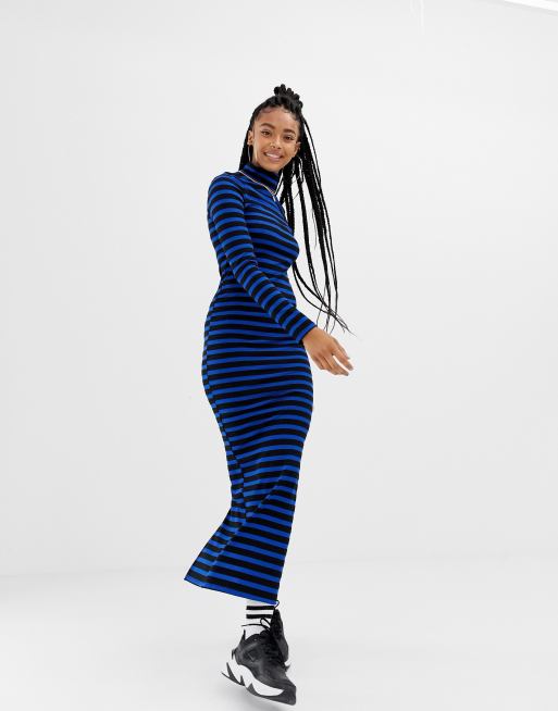 Blue striped 2024 bodycon dress