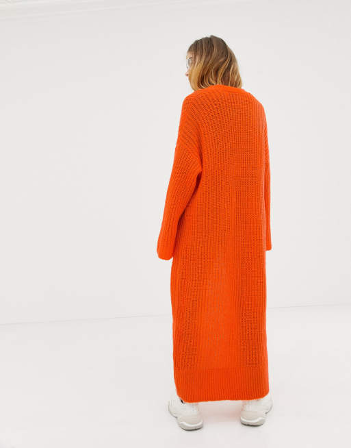 Collusion Maxi Cardigan in Orange