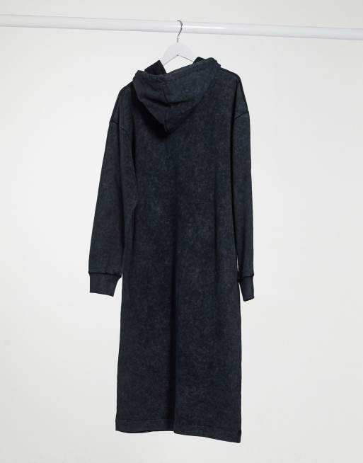 COLLUSION maxi hoodie dress in acid wash grey