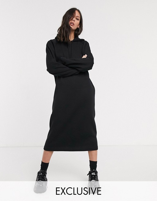 COLLUSION maxi hoodie dress in black