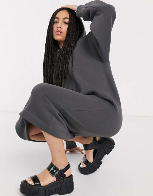 COLLUSION maxi hoodie dress in charcoal