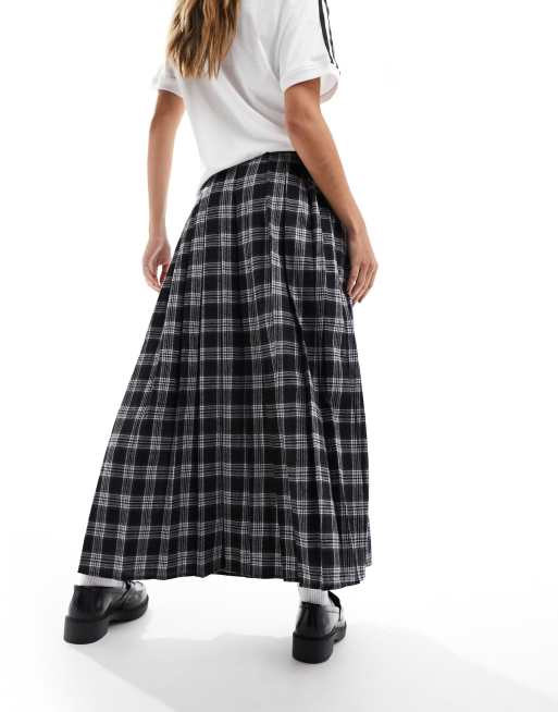 Checked maxi skirt best sale