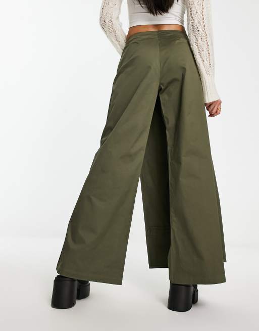 COLLUSION maxi pants skirt in khaki | ASOS