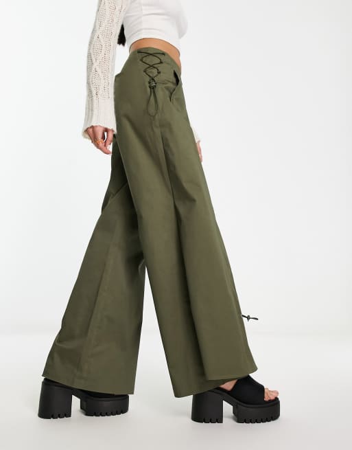 COLLUSION maxi pants skirt in khaki