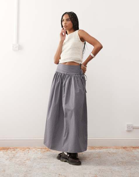 COLLUSION maxi skirt in check - view 1