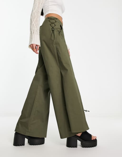 COLLUSION maxi trouser skirt in khaki