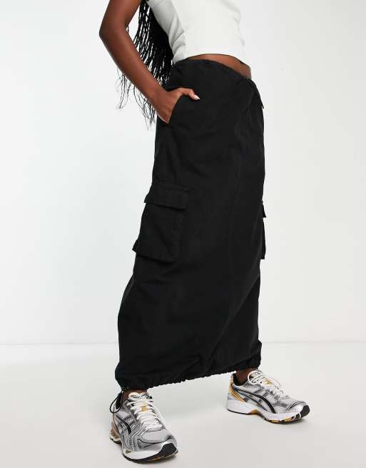 COLLUSION maxi utility cargo skirt in black