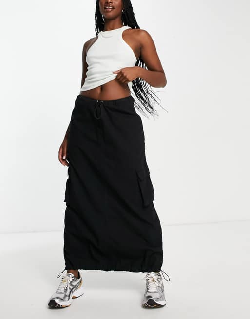 COLLUSION maxi utility cargo skirt in black