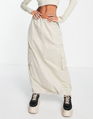 COLLUSION maxi utility cargo skirt in light beige