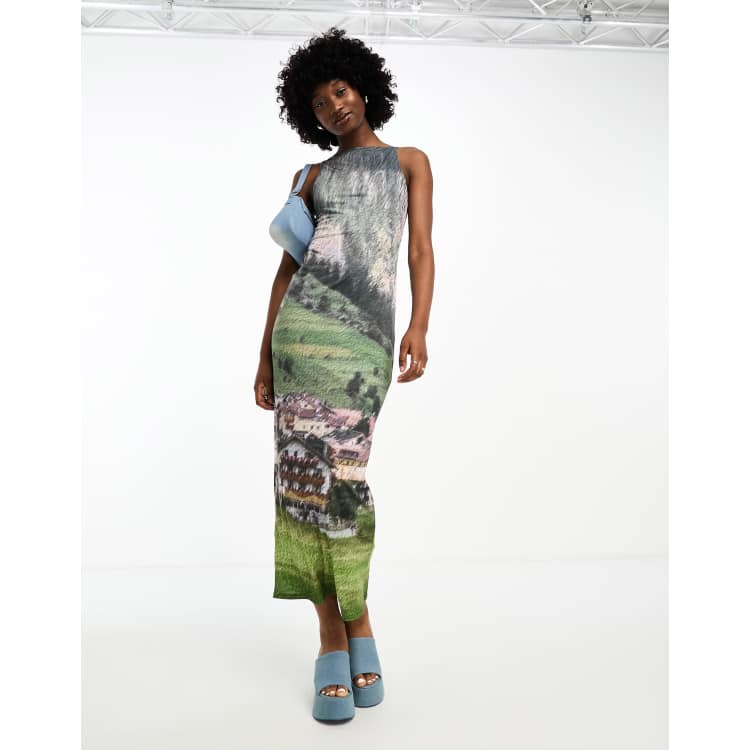 COLLUSION maxi vest dress with scenic print in multi | ASOS