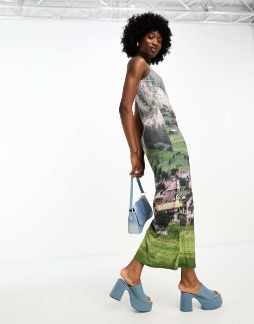 COLLUSION maxi vest dress with scenic print in multi | ASOS