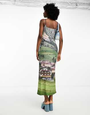 COLLUSION maxi vest dress with scenic print in multi | ASOS