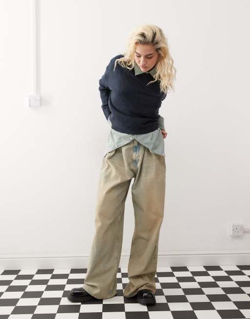 COLLUSION - Meet and Greet - Trui met V-hals en geribbelde armen in marineblauw, 2 van 4