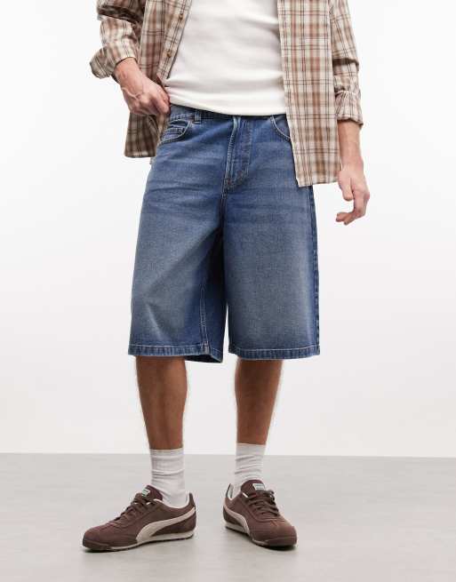 COLLUSION - Mellemblå skater-jorts i denim, 2 af 5