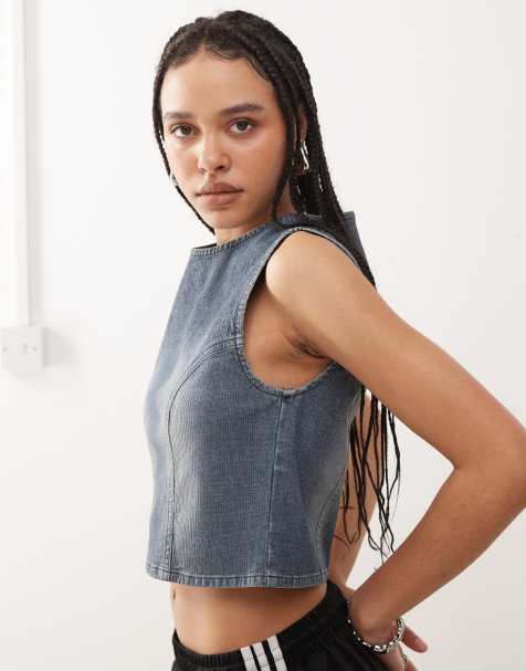 COLLUSION - Mellemblå tanktop i denim - view 1